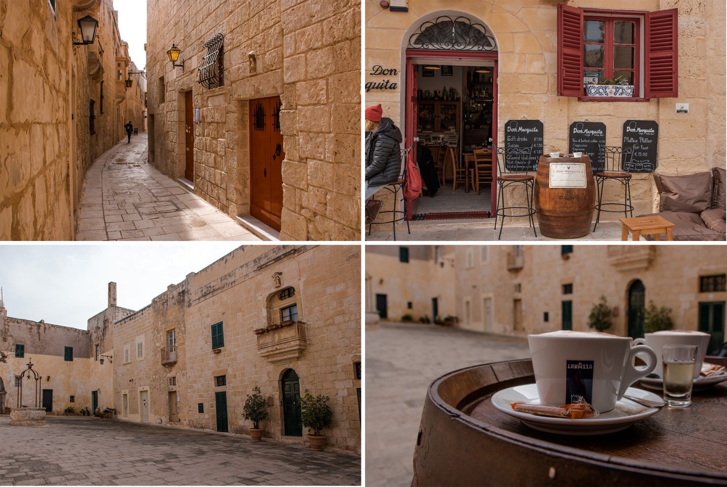 Pjazza Mesquita in Mdina, Malta ist ein netter platz mit einem gleichnamigen Cafe - gemütlich zum Sitzen und genießen