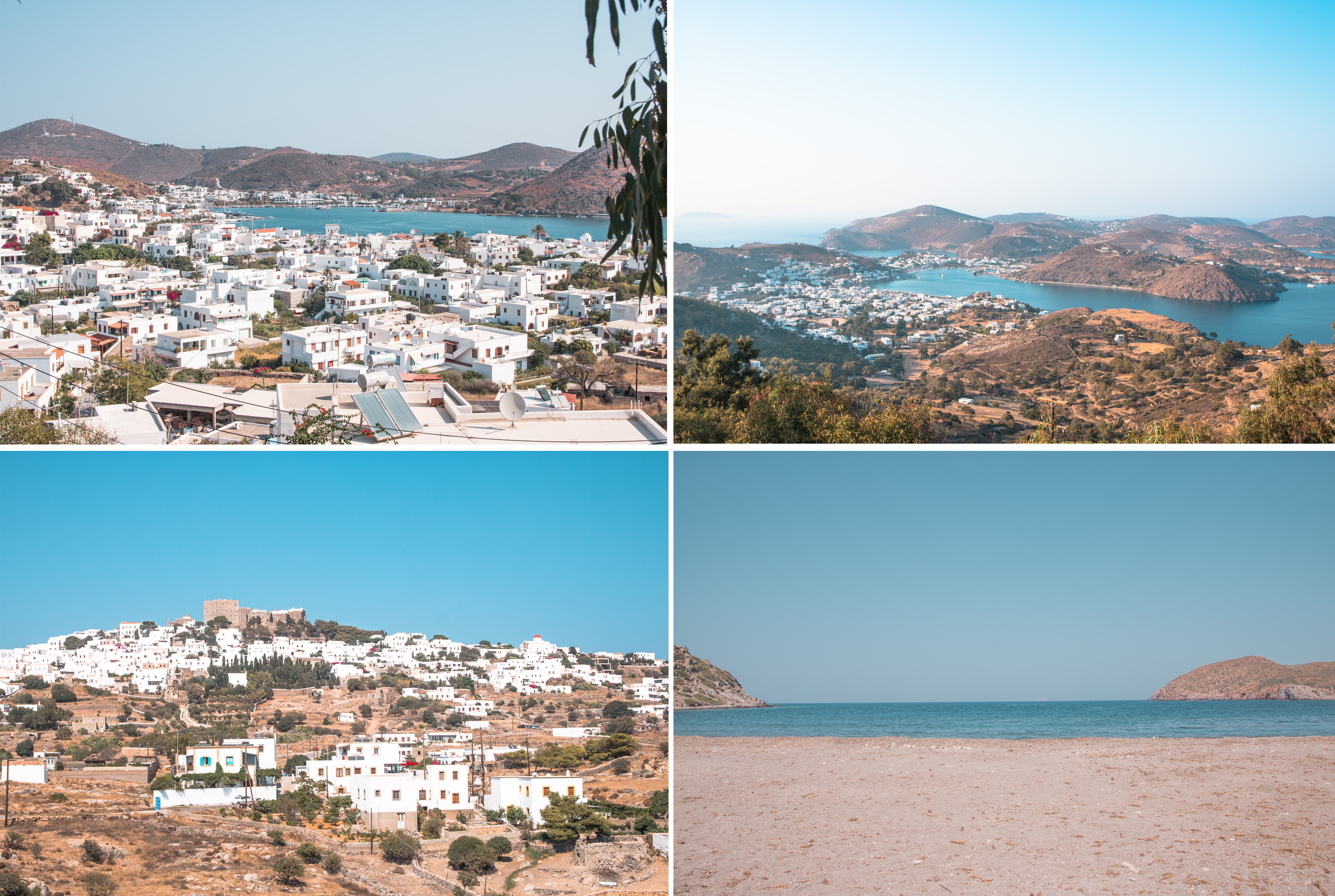 Skala und Chora in Patmos, wunderschöne Aussicht über die Insel beim Inselhüpfen auf Patmos